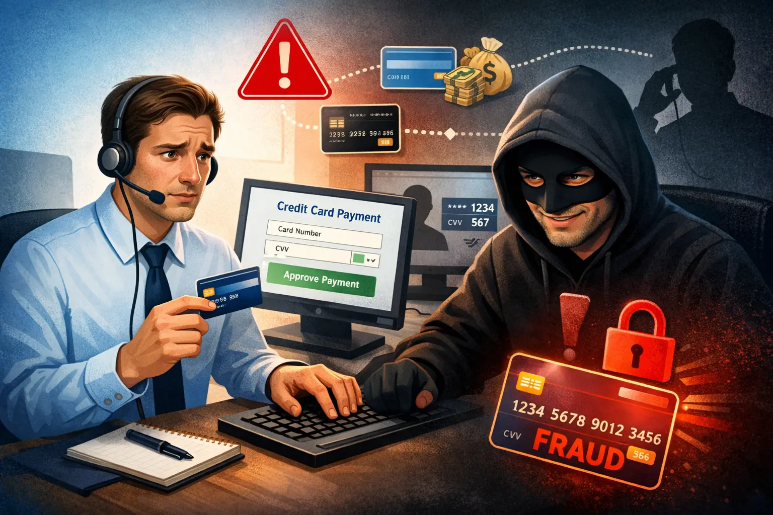 Risk of credit card data theft in call centers Riesgo de robo de datos de tarjeta en call center