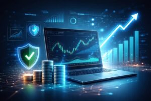 Fintech technology image illustrating secure payment software valuation, cloud metrics, and investor analysis in the contact center payments sector