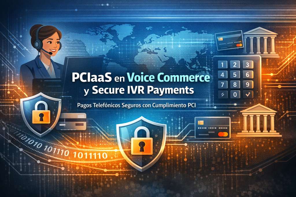 Ilustración sobre PCIaaS en Voice Commerce y Secure IVR Payments para pagos telefónicos seguros con cumplimiento PCI.