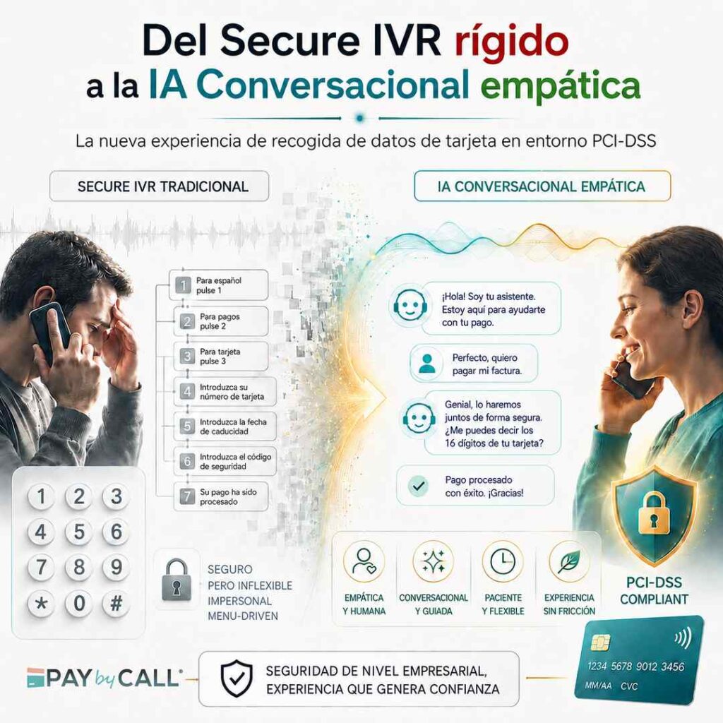 Del Secure IVR rígido a la IA conversacional empática para pagos telefónicos seguros en entorno PCI-DSS