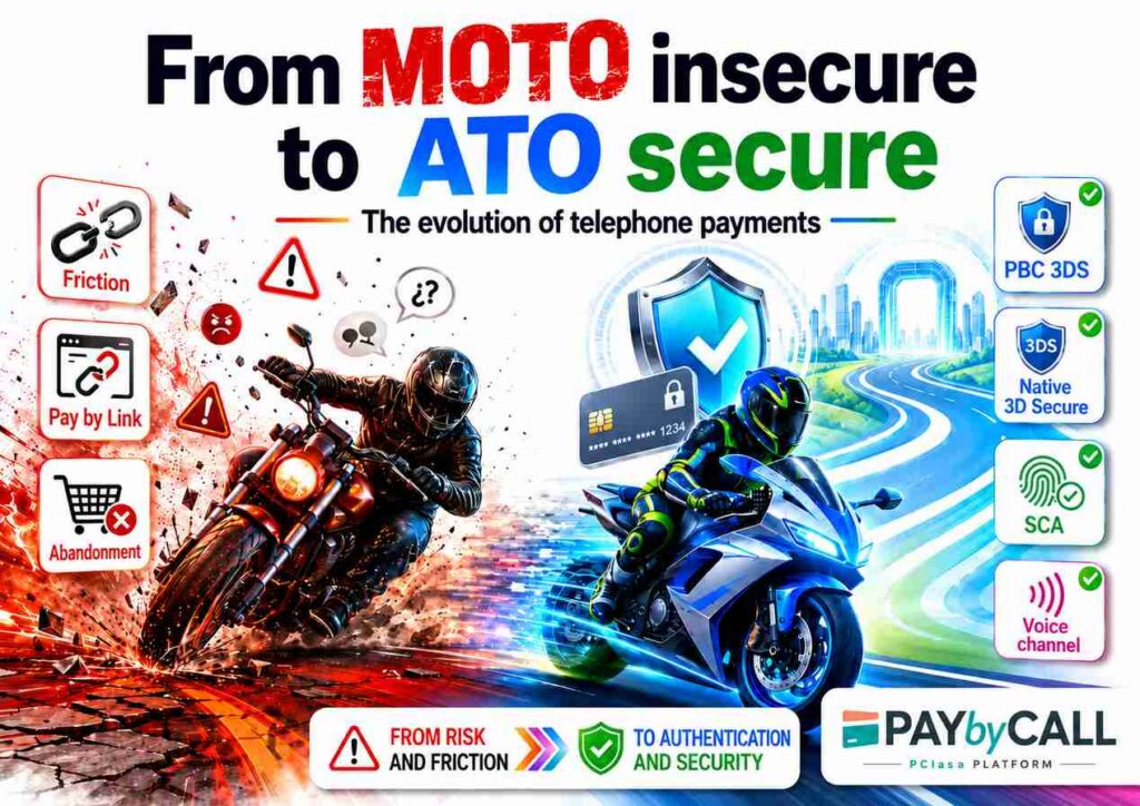 From insecure MOTO payments to secure ATO telephone payments with PBC 3DS, native 3D Secure, SCA and no Pay by Link.